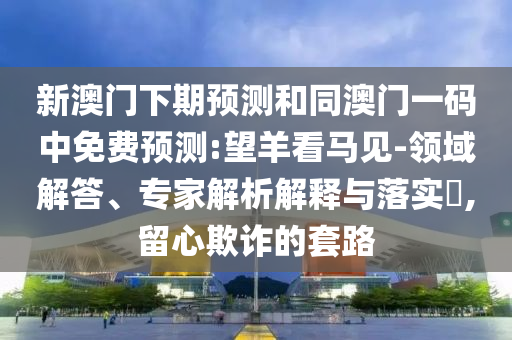 新澳门下期预测和同澳门一码中免费预测:望羊看马见-领域解答、专家解析解释与落实​,留心欺诈的套路